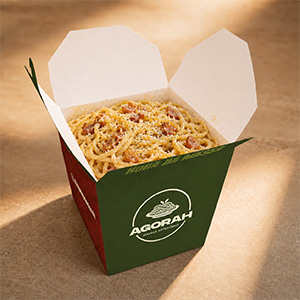 Massa Agorah sabor Carbonara na embalagem de delivery